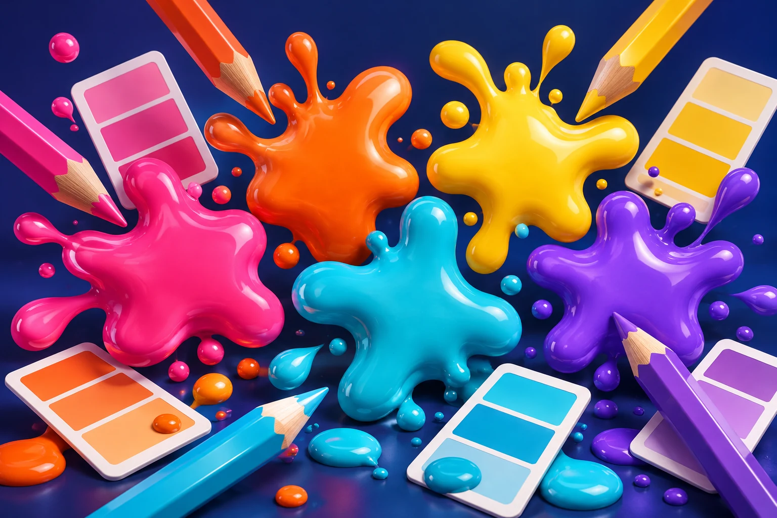 Pinturas y tarjetas de colores para experimentar