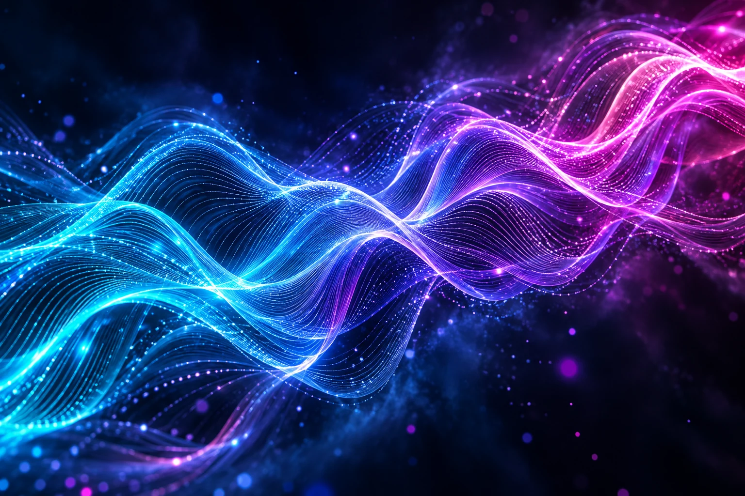 Ondas luminosas en tonos cian y violeta